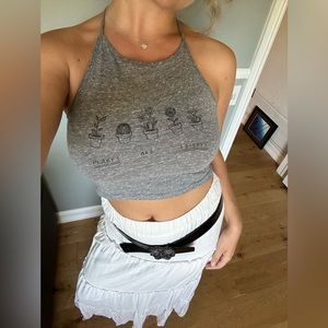Brandy Melville Grey Halter Top Plants Are Friends One Size